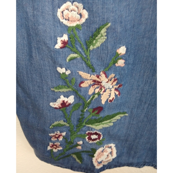 Style & Co Denim-Like Embroidered Shirt - Picture 2 of 6